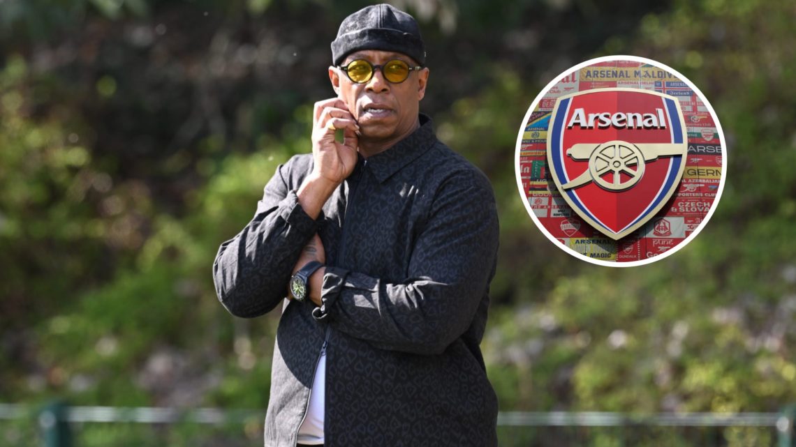 Ian Wright with inset of Arsenal badge