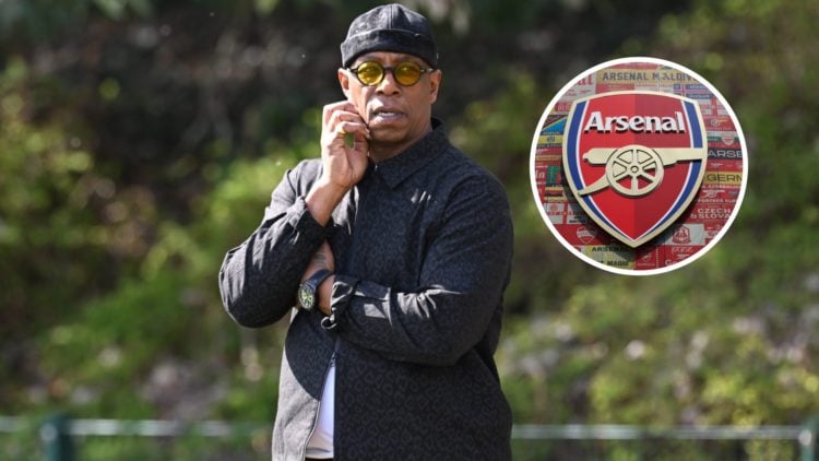 Ian Wright with inset of Arsenal badge