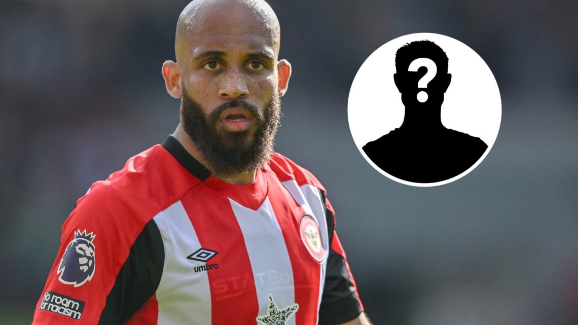 Bryan Mbeumo with inset of mystery silhouette
