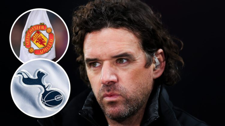 Owen Hargreaves with insets of Manchester United and Tottenham badges