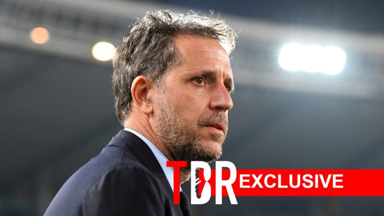 Image of Fabio Paratici looking on during a game, overlaid a TBR exclusive banner