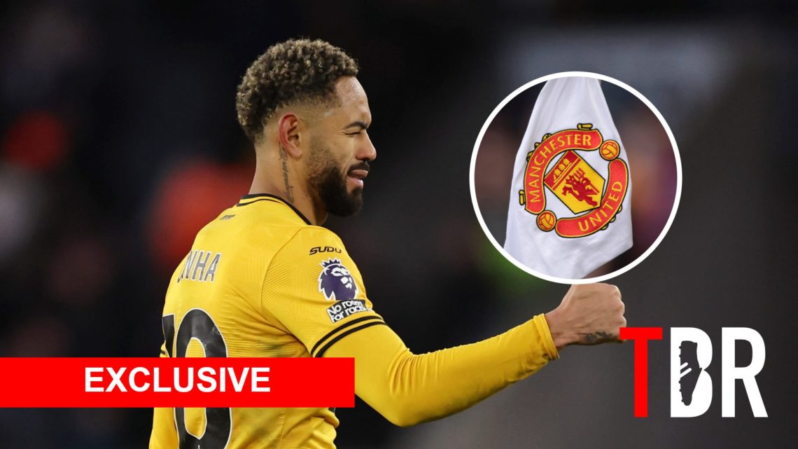 Matheus Cunha with inset of Manchester United badge