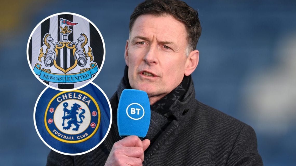 Chris Sutton with insets of Newcastle and Chelsea badges