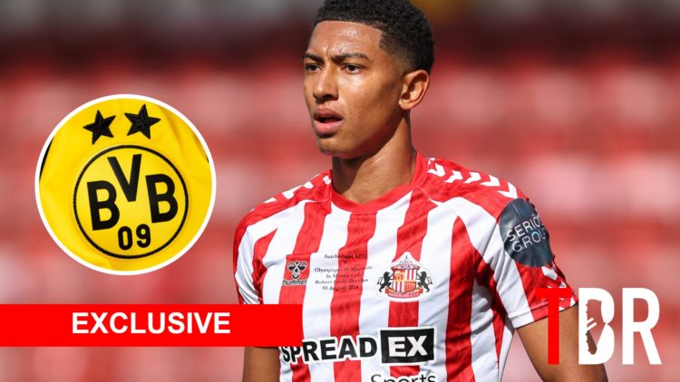 Jobe Bellingham with inset of Borussia Dortmund badge