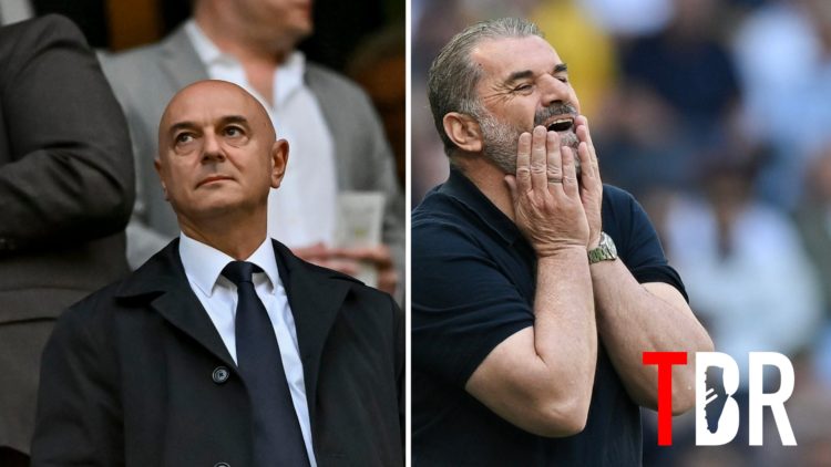 Split image of Daniel Levy and Tottenham manager Ange Postecoglou