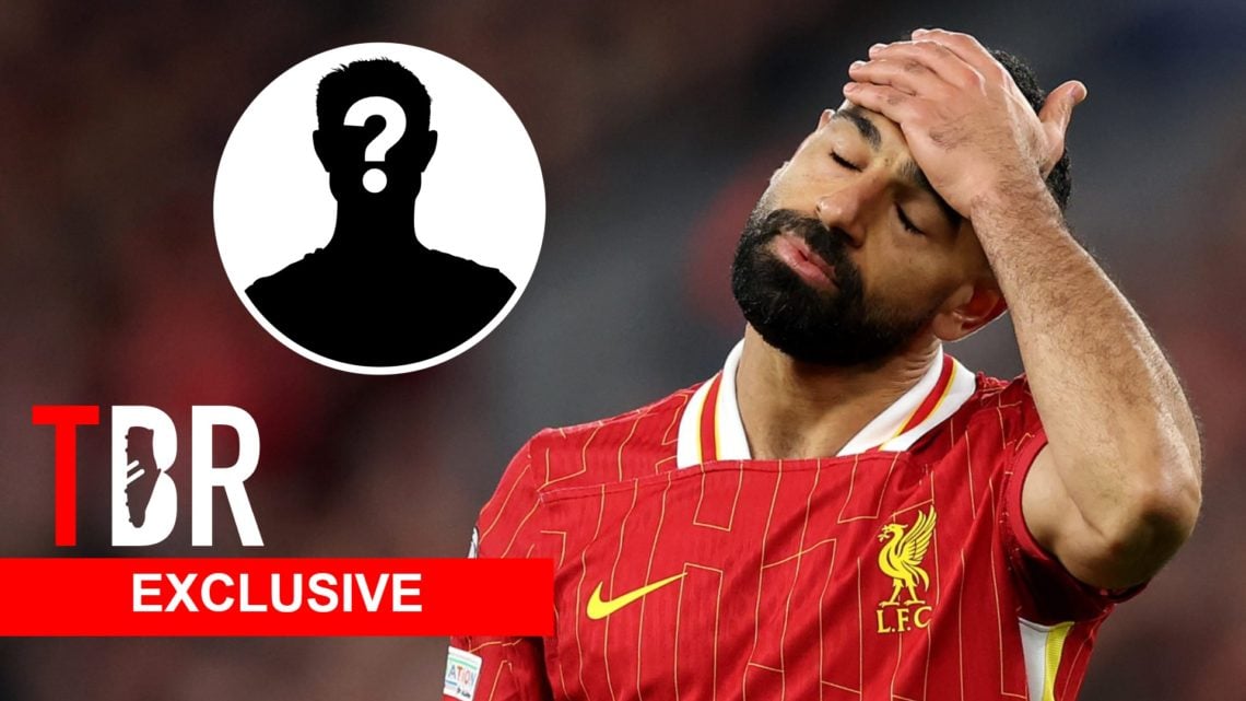 Liverpool winger Mohamed Salah. Inset of mystery player.