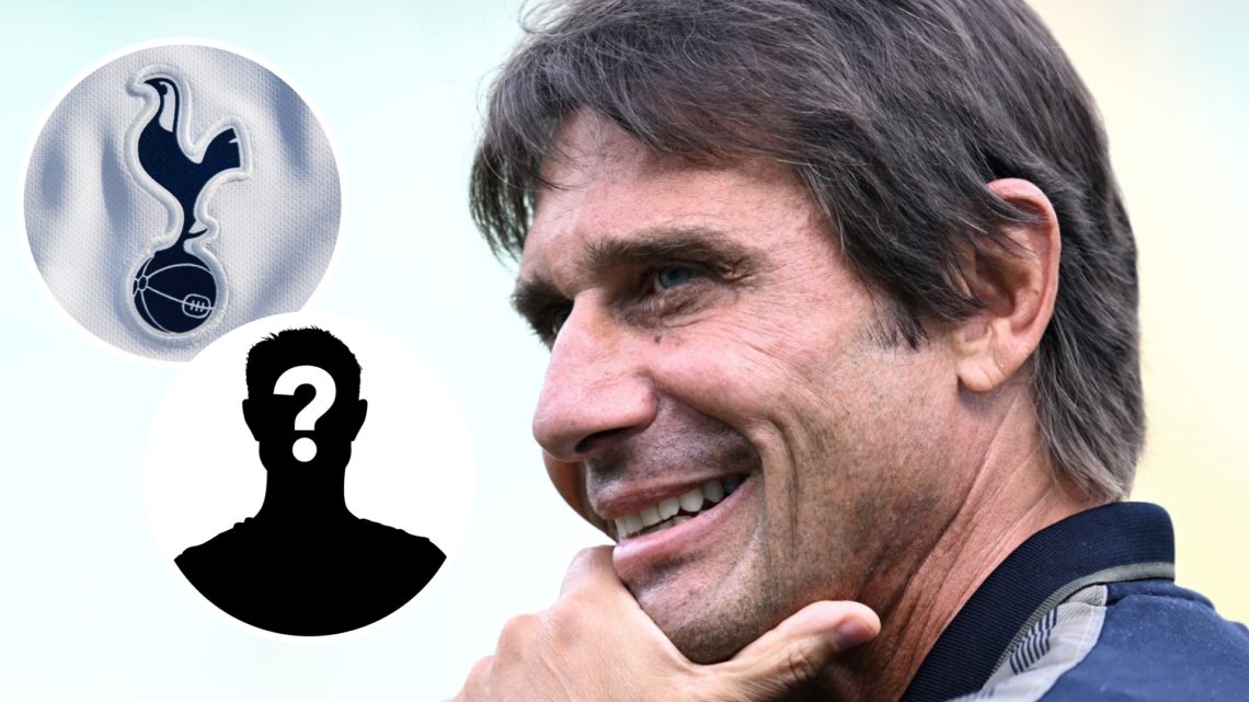 Napoli manager Antonio Conte. Inset of Tottenham Hotspur badge and mystery player.