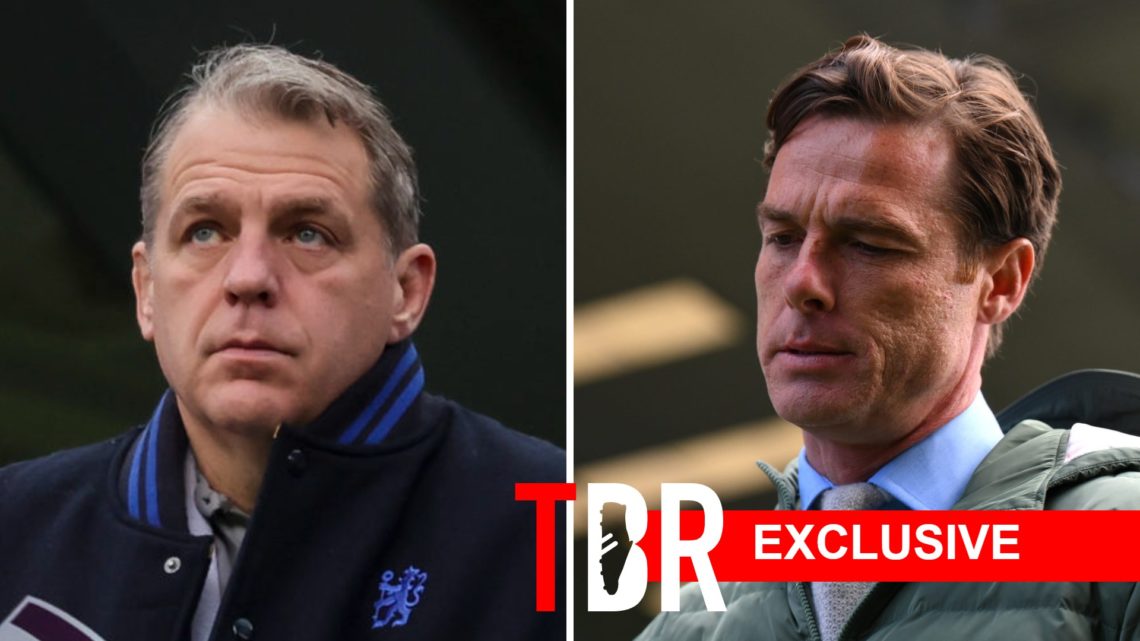 Todd Boehly at a Chelsea match. Inset, Scott Parker at Burnley.