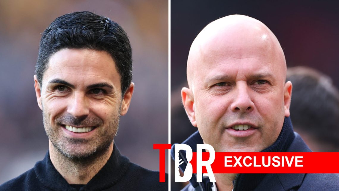 Mikel Arteta at Arsenal split with Liverpool's Arne Slot.