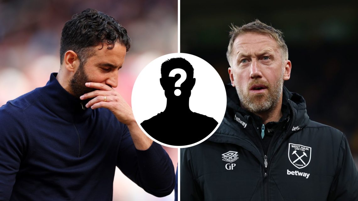 Split image of Man United manager Ruben Amorim and West Ham boss Graham Potter