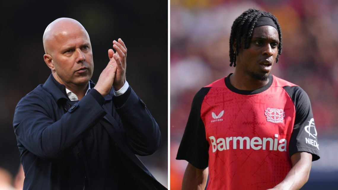 Split image of Arne Slot and Jeremie Frimpong