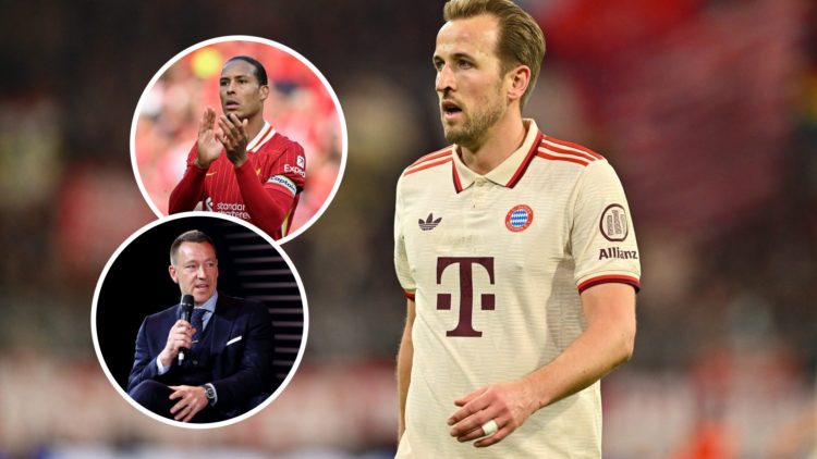 Harry Kane with insets of Virgil van Dijk and John Terry