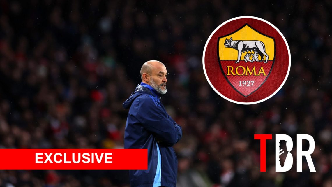 Nottingham Forest manager Nuno Espirito Santo with inset of Roma badge