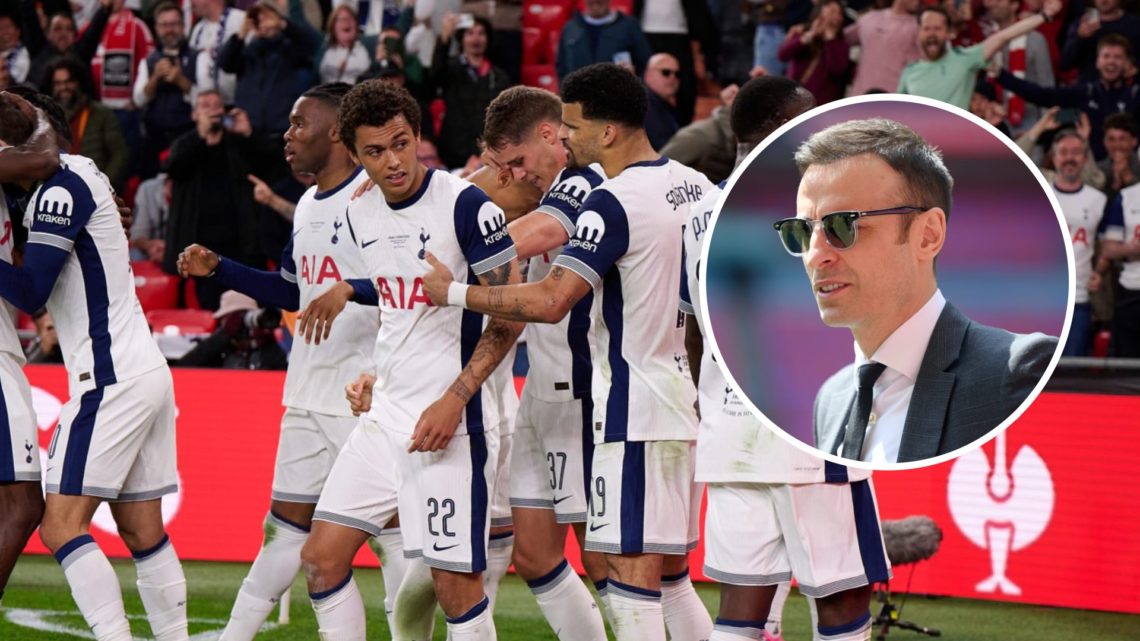 Tottenham players celebrate during the Europa League final. Inset, Dimitar Berbatov.