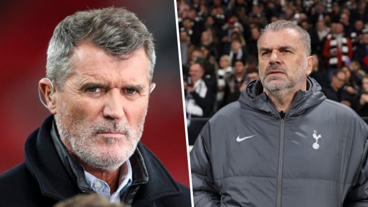 A split image of Roy Keane and Ange Postecoglou