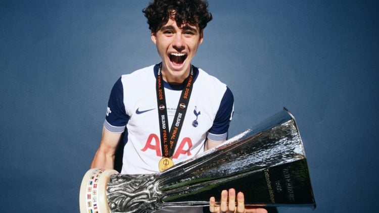 Image of Archie Gray with the Europa League trophy