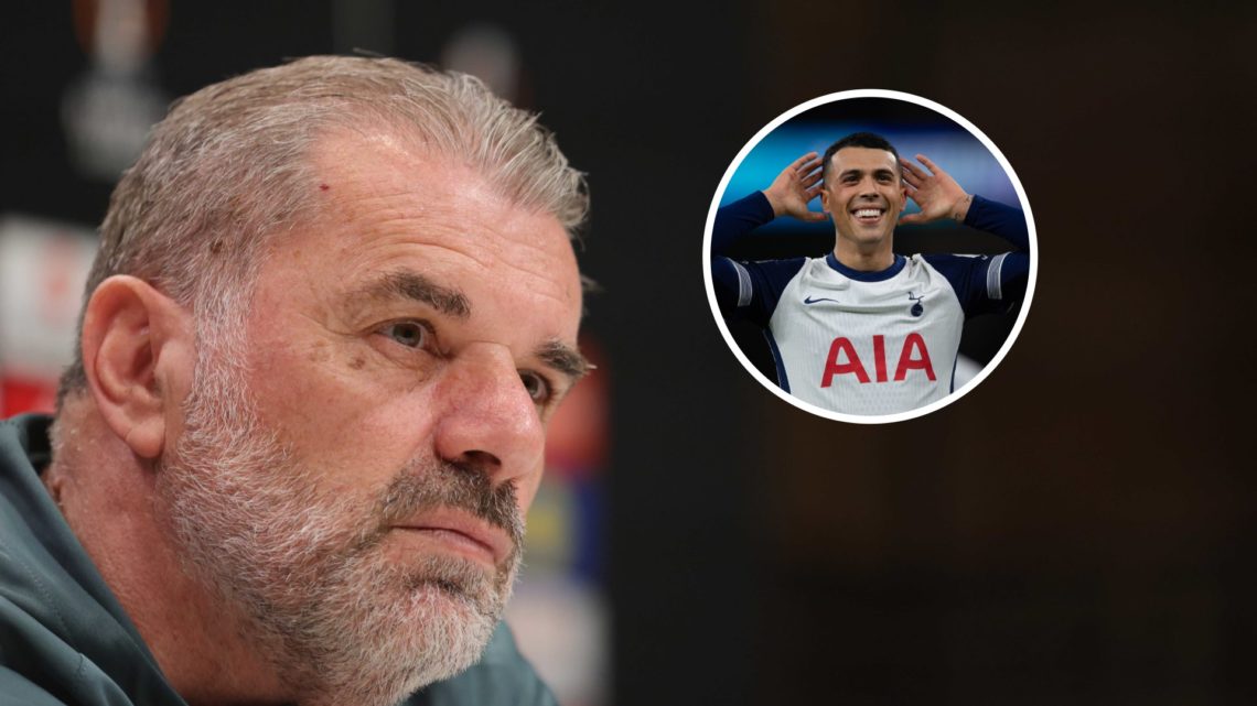 Ange Postecoglou with inset of Pedro Porro