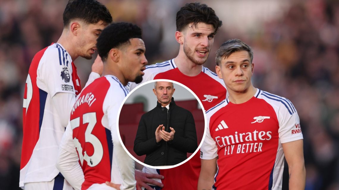 Arsenal quartet Kai Havertz, Ethan Nwaneri, Declan Rice and Leandro Trossard with inset of Nicola Berta