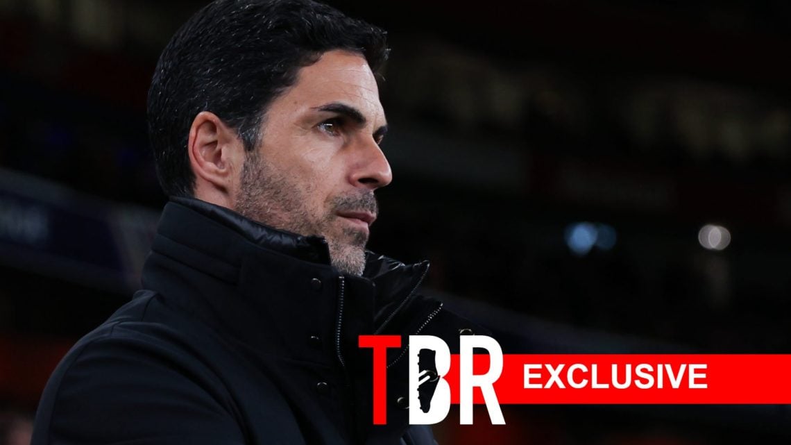 Mikel Arteta looks on during Arsenal's match against PSV Eindhoven in the Champions League.