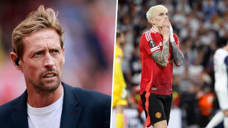 Split image of Peter Crouch and Man United star Alejandro Garnacho