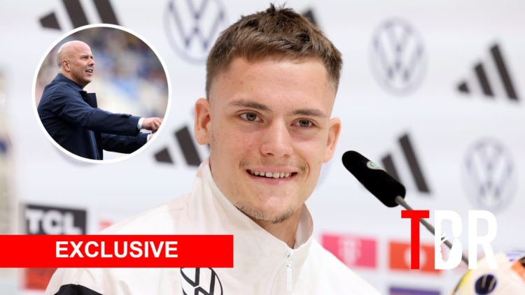 Bayer Leverkusen midfielder Florian Wirtz with inset of Liverpool manager Arne Slot