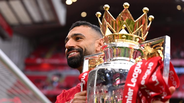 Image of Mohamed Salah with the Premier League trophy