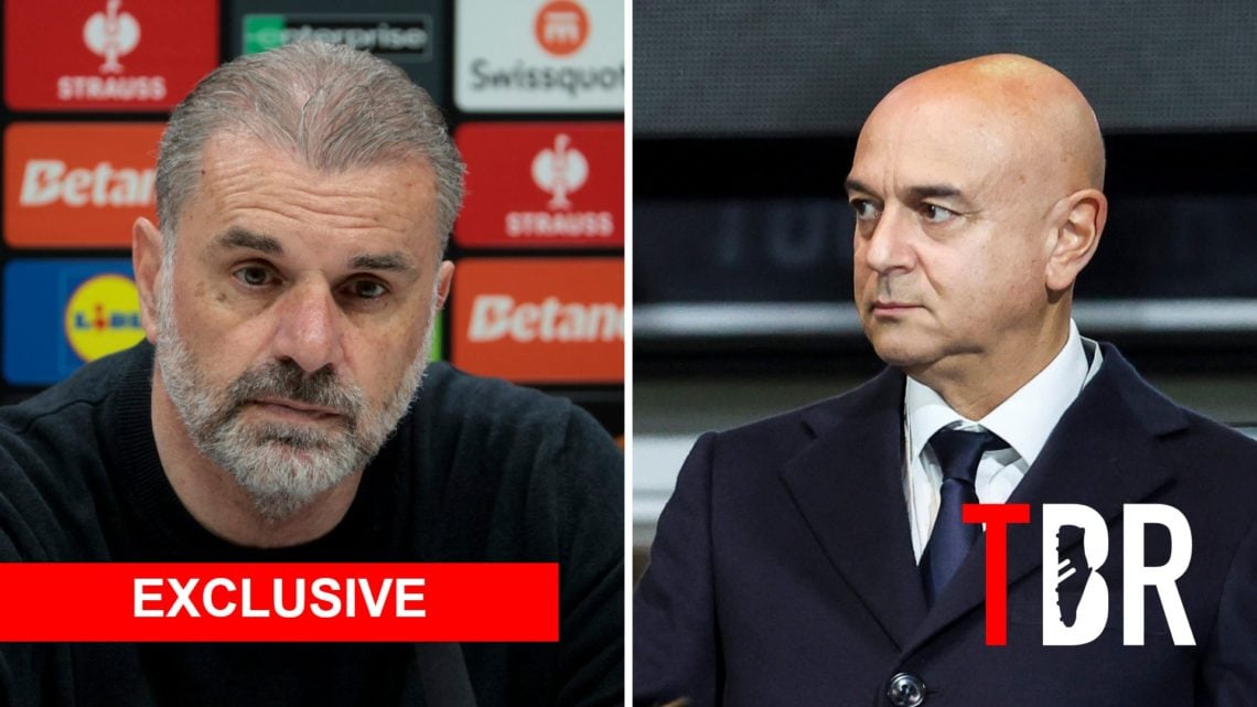Split image of Tottenham Hotspur manager Ange Postecoglou and Spurs chairman Daniel Levy
