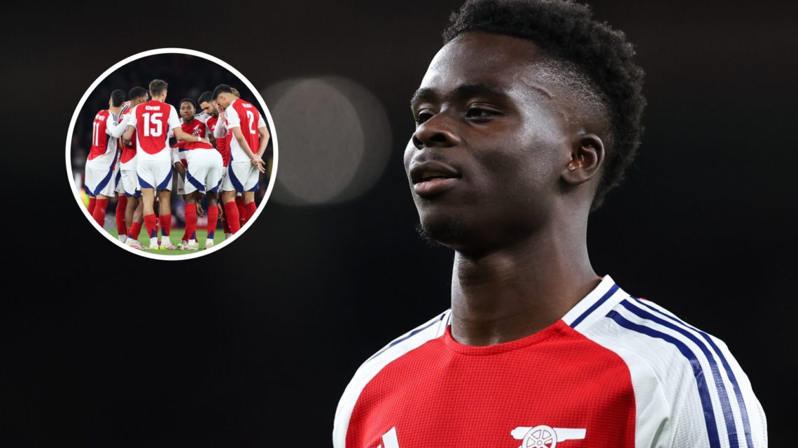 Bukayo Saka with inset of Arsenal players