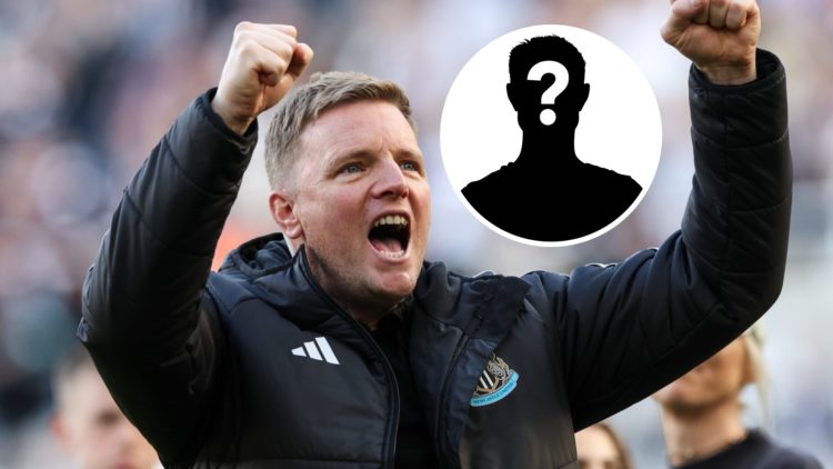 Newcastle manager Eddie Howe celebrates gaining a Champions League place after the Premier League match between Newcastle and Everton at St James' ...