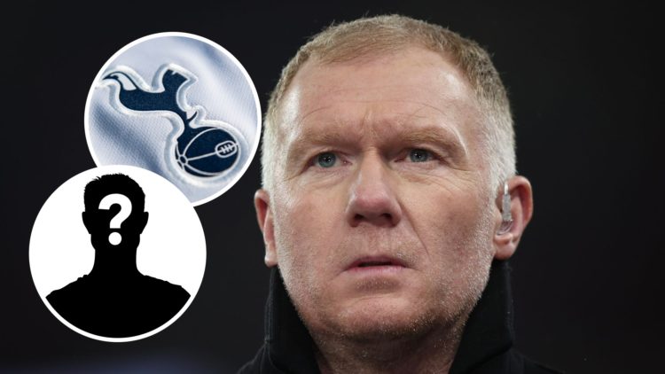 Paul Scholes with inset of Tottenham Hotspur badge