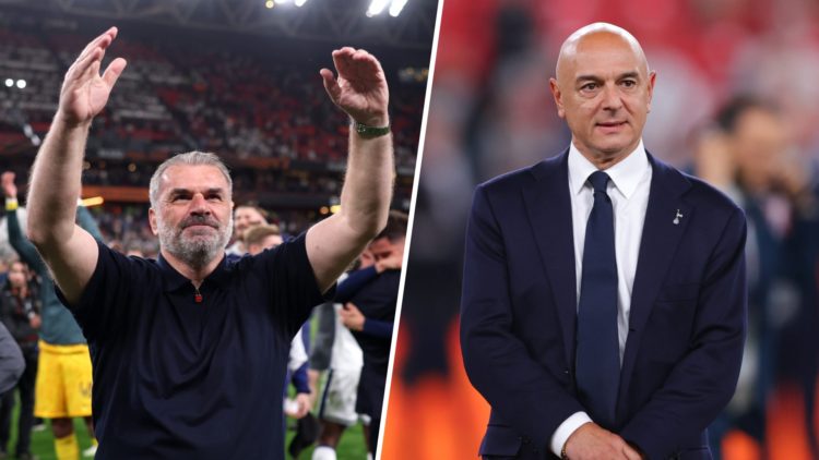 A split image of Ange Postecoglou and Daniel Levy