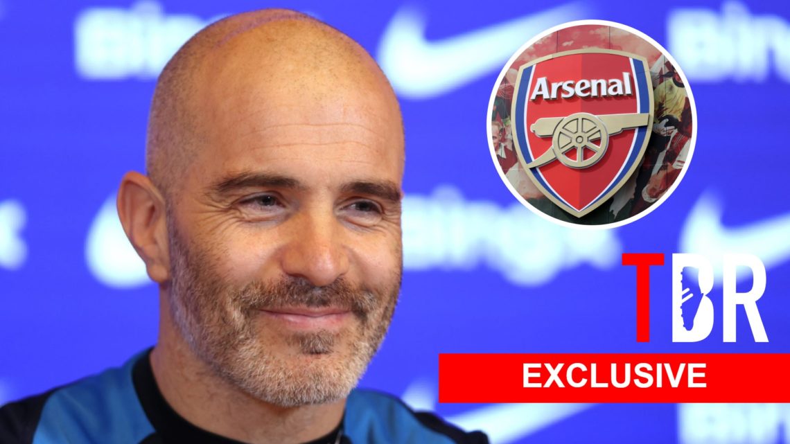 Chelsea manager Enzo Maresca. Inset of Arsenal badge.