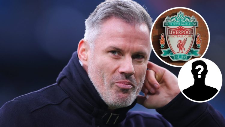 Image of Jamie Carragher before a Premier League clash between Manchester City and Liverpool, mystery figure and Liverpool badge inset