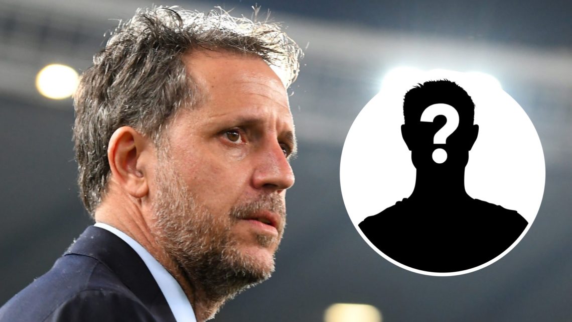 Fabio Paratici looks on during a Juventus match in Serie A. Inset, question mark.