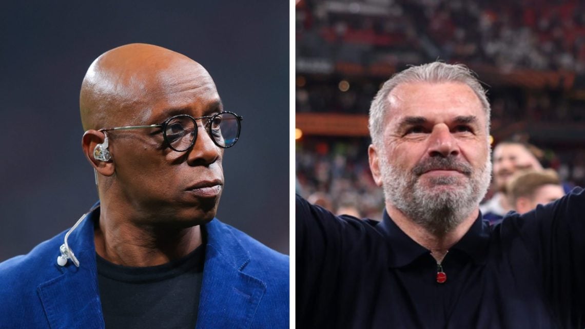 Split image of former Arsenal striker Ian Wright (L) and Tottenham Hotspur manager Ange Postecoglou (R).