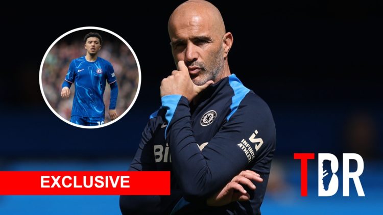 Chelsea manager Enzo Maresca with inset of Jadon Sancho
