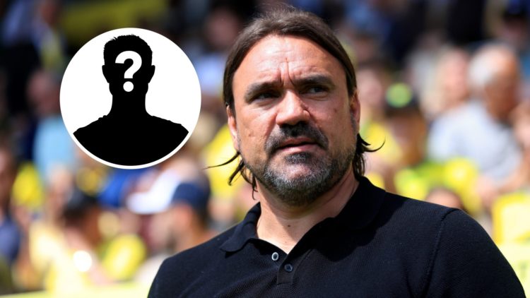 An image of Daniel Farke with an inset of a mystery figure