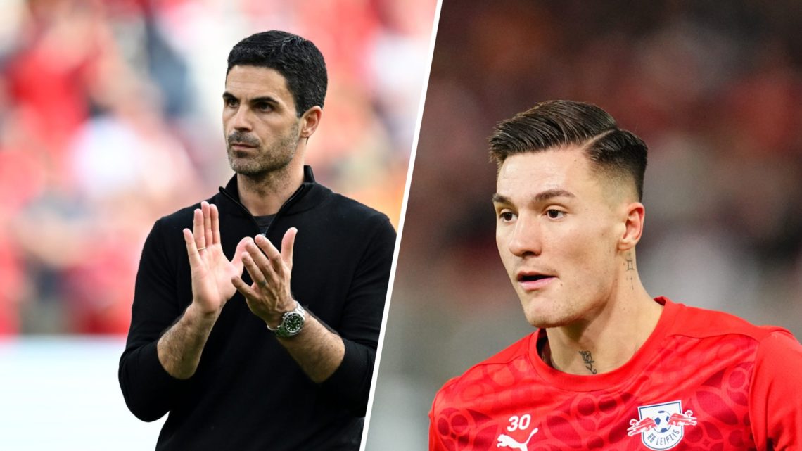 A split image of Mikel Arteta and Benjamin Sesko
