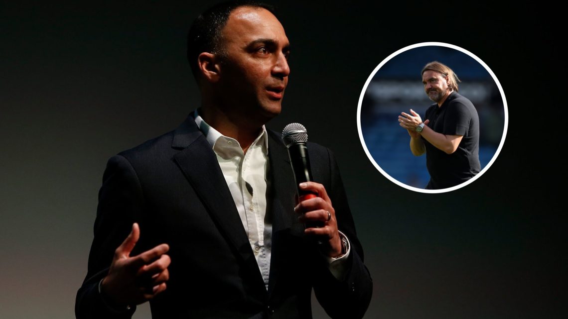 Leeds United chairman Paraag Marathe with inset of Daniel Farke