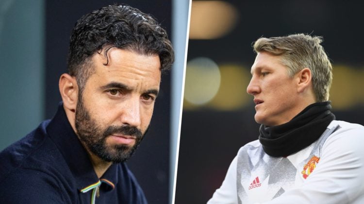 Split image of Man United manager Ruben Amorim and Bastian Schweinsteiger