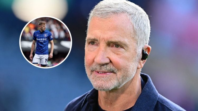 Pundit Graeme Souness with inset of Ipswich Town striker Liam Delap