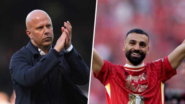 Split image of Liverpool boss Arne Slot and Mohamed Salah