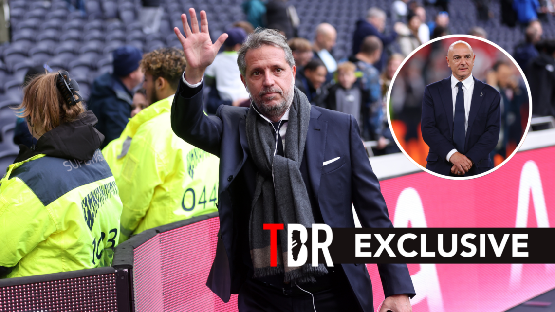 Former Tottenham sporting director Fabio Paratici ahead of Premier League match at the Tottenham Hotspur Stadium. Inset of Tottenham chairman Danie...