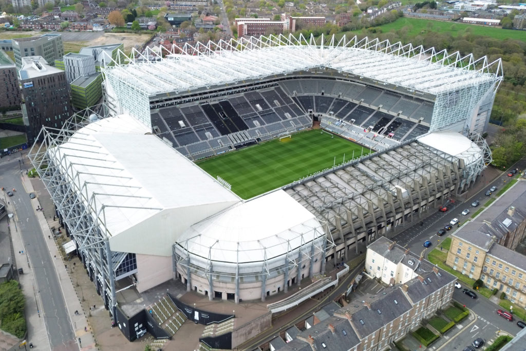An aerial view of St James' Park in 
Newcastle upon Tyne, UK