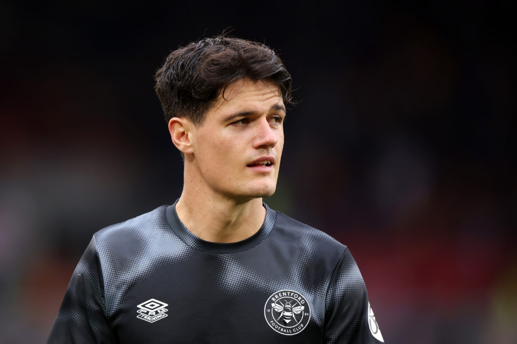 Christian Norgaard looks on before the Premier League clash between Brentford and Ipswich.