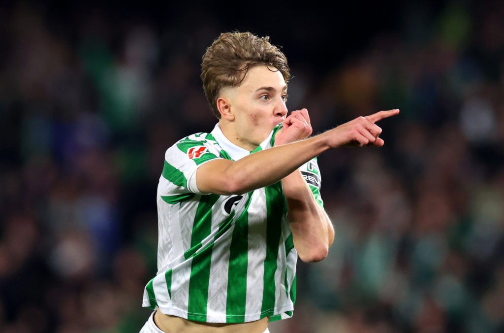Jesus Rodriguez celebrates after scoring for Real Betis