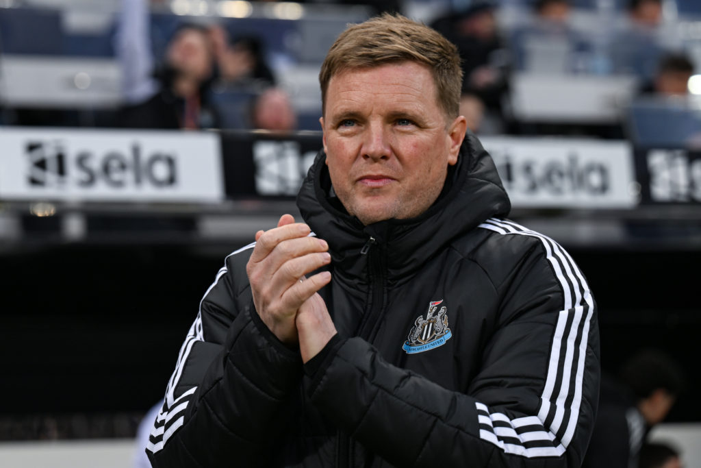 Eddie Howe looks on during Newcastle's Premier League match.