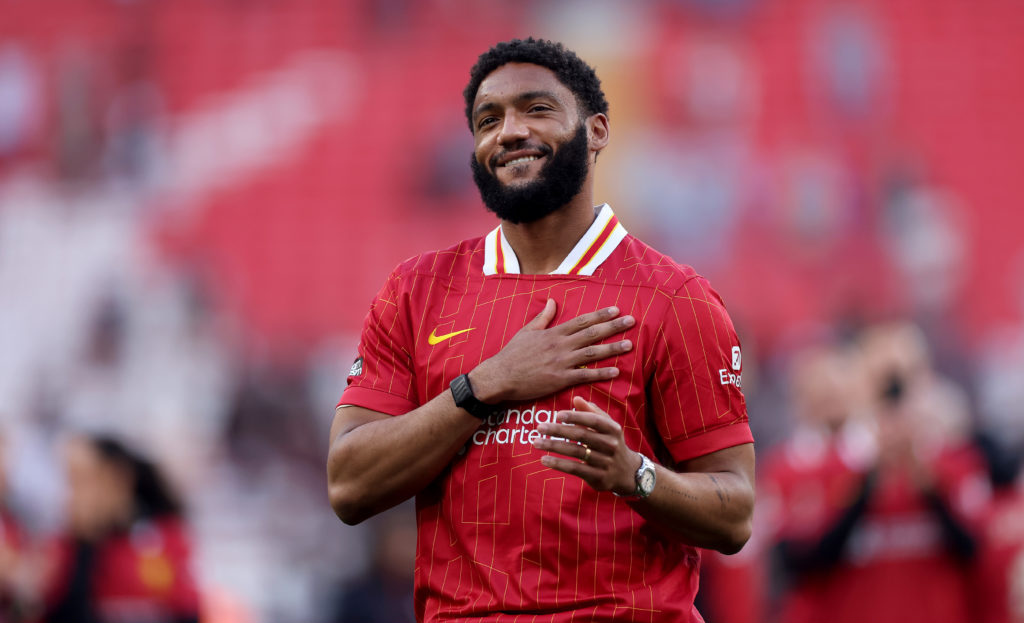 Joe Gomez thanking the Liverpool fans after the win against Tottenham