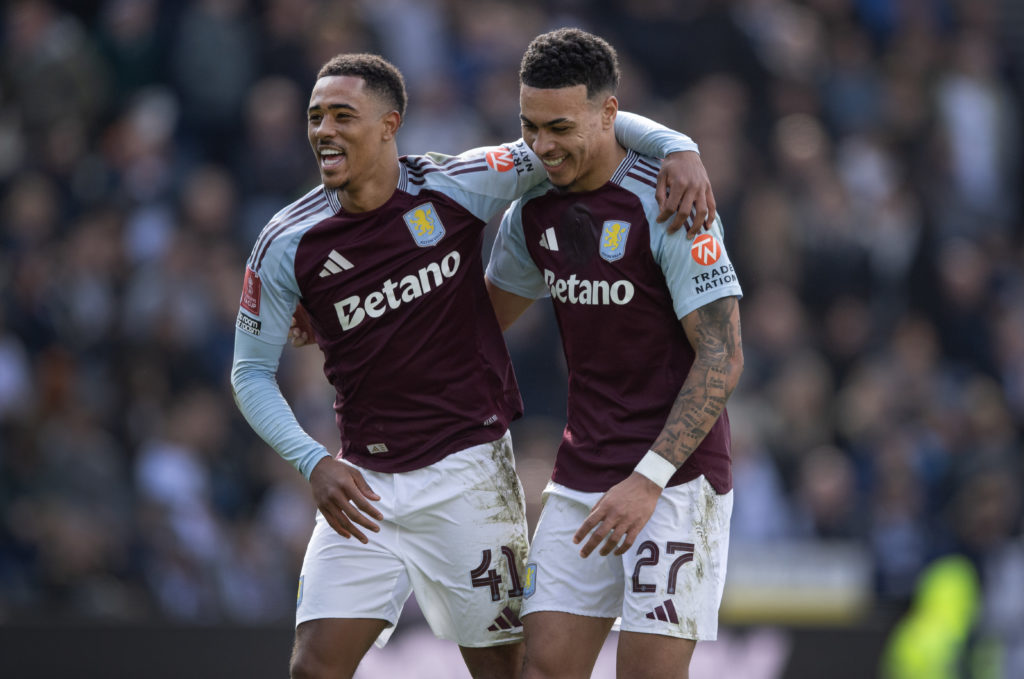 Morgan Rogers and Jacob Ramsey celebrate for Aston Villa.