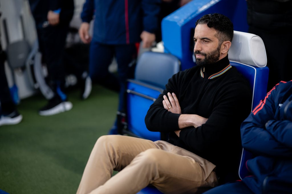 Ruben Amorim looks on before a Premier League clash between Chelsea and Manchester United.